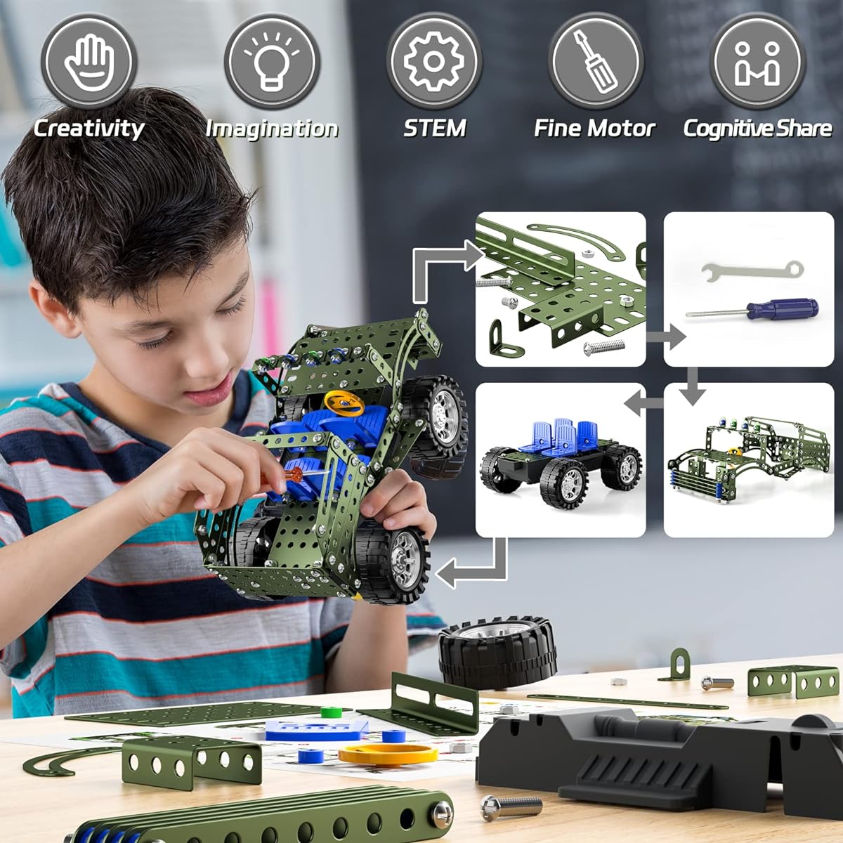 Lucky Doug Building Toy Model Truck Set - 283 Pieces STEM Projects for Kids Ages 8-12 Building Model Car Kit Toys for Boys Ages 8 9 10 11