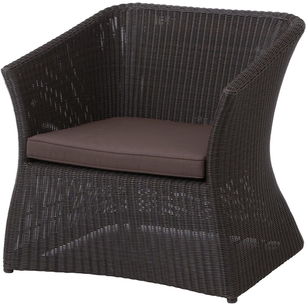 Takasho Garden Chair Enza Dark Brown with Cushion Polyethylene/Aluminum KFB Shelf Stand KFB-C01