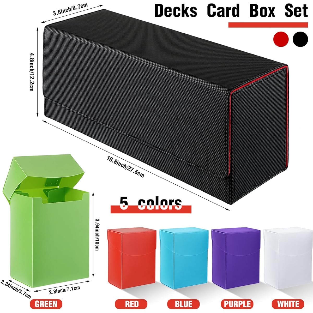 Silkfly Magnetic Card Game Deck Card Storage Box, 6 Pieces 5 Deck Card Box with Matte Case and Removable Compartment Playing Card Deck Card Box Compatible with MTG TCG Commander Card