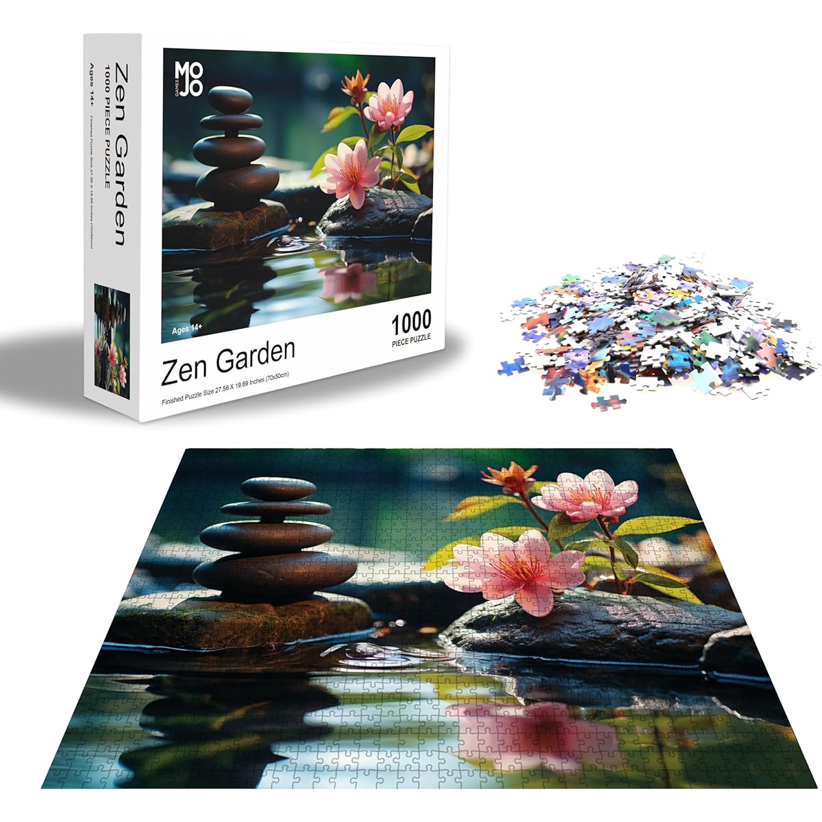 MoJo Games - 1000 Piece Jigsaw Puzzle for Adults, Challenging Puzzle, Perfect for Game Night - 1000 Pieces, Finished Size 27.56 x 19.69 (Zen Garden)