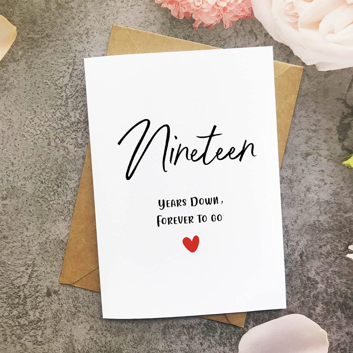 19th Anniversary Card 19 Years Down Forever to Go Romantic Valentine's Day Wedding Card for Couples