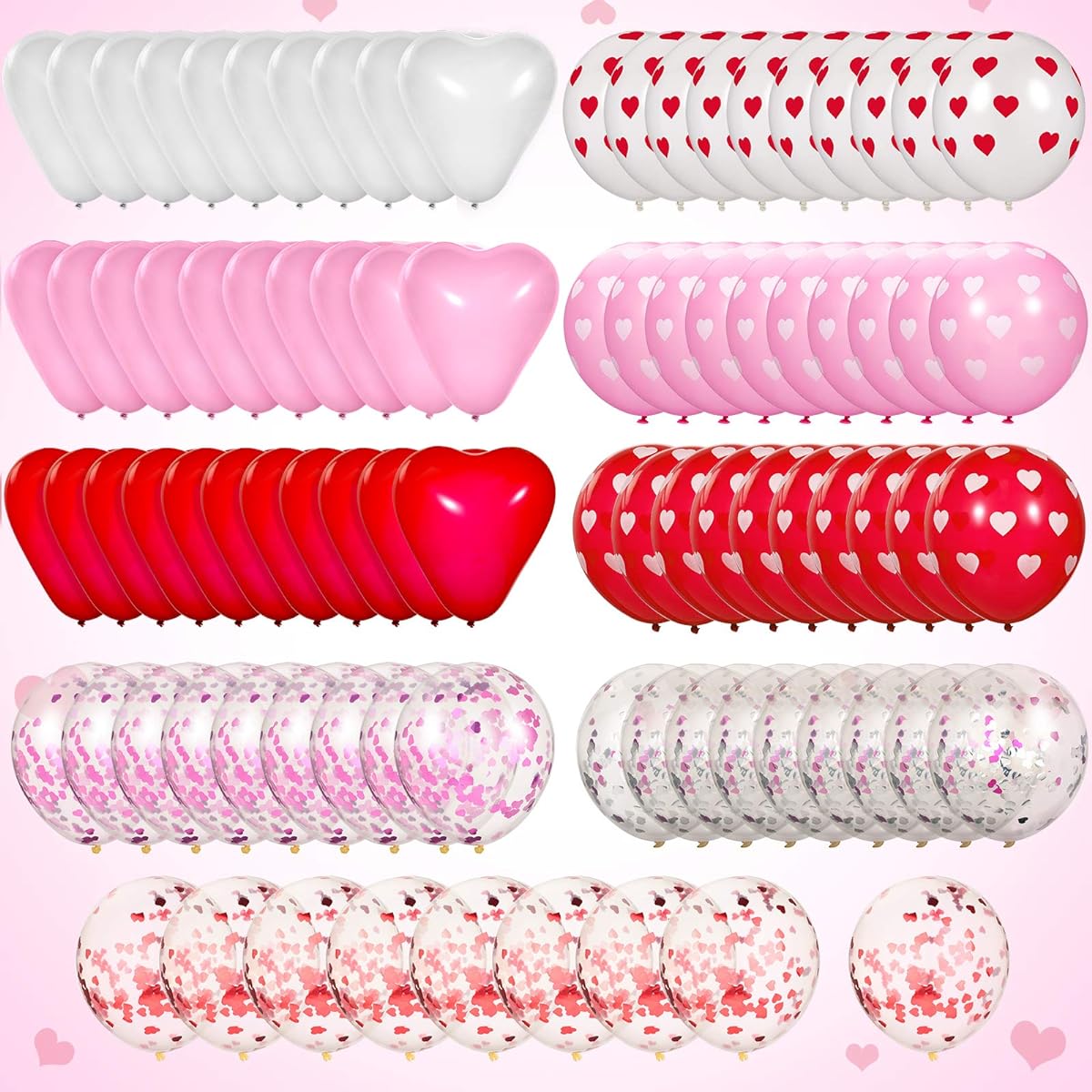 Heart Balloon Decoration Kit, 90pcs Valentine's Day Balloons, Confetti Balloons, Heart Shaped Latex Balloons, Heart Printed Latex Balloons, Party Supplies Decoration Accessories for Valentine's Day
