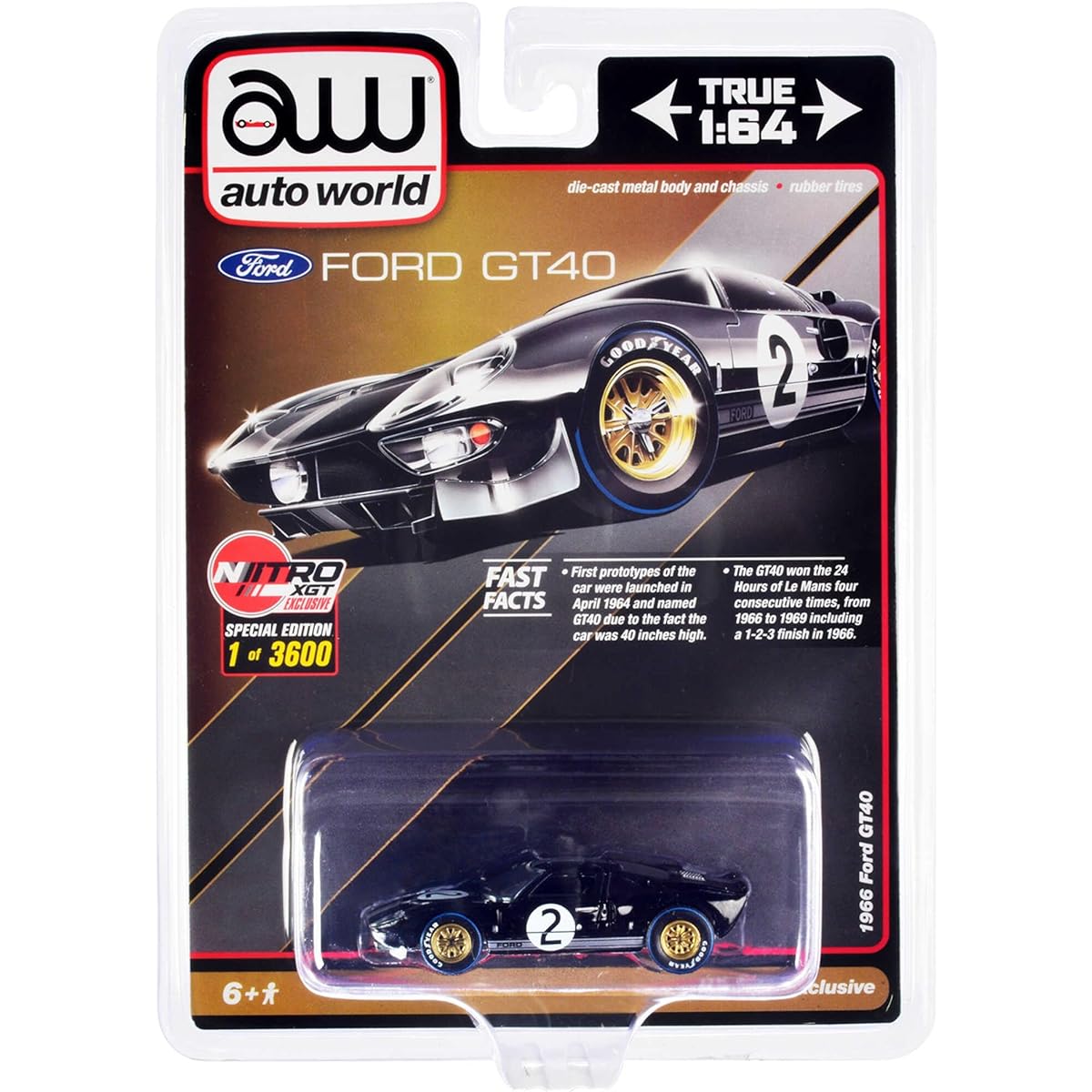 Auto World CP7922 1966 Ford GT40 #2 Black Limited Edition 3600 Pieces Worldwide 1/64 Diecast Model Car