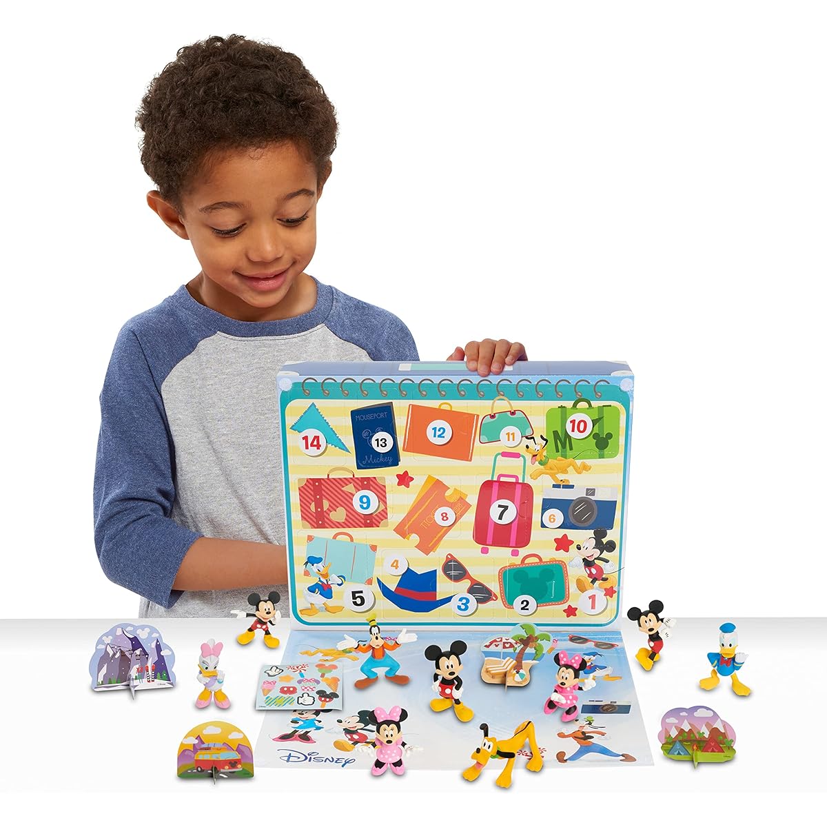 Just Play Disney Junior Mickey Mouse Countdown to Vacation 14 Pieces, 9 Figures, Kids Toys, Ages 3 and Up