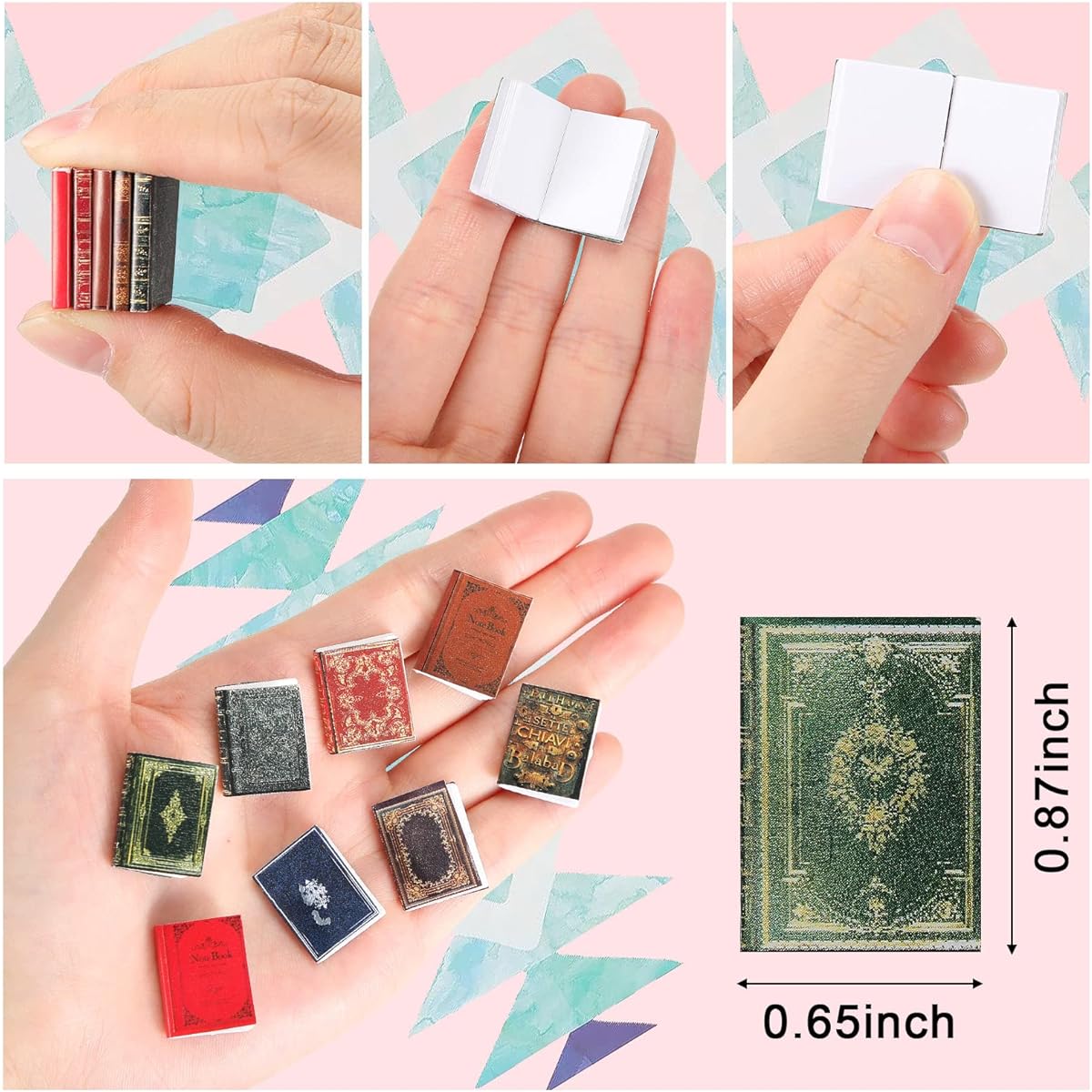 1:12 Scale Miniature Dollhouse Book Mini Miniature Book Dollhouse Accessories Tiny Things Timeless Model Library Decor DIY Projects for Girls Boys Dollhouse Schoolroom (200 Pieces)