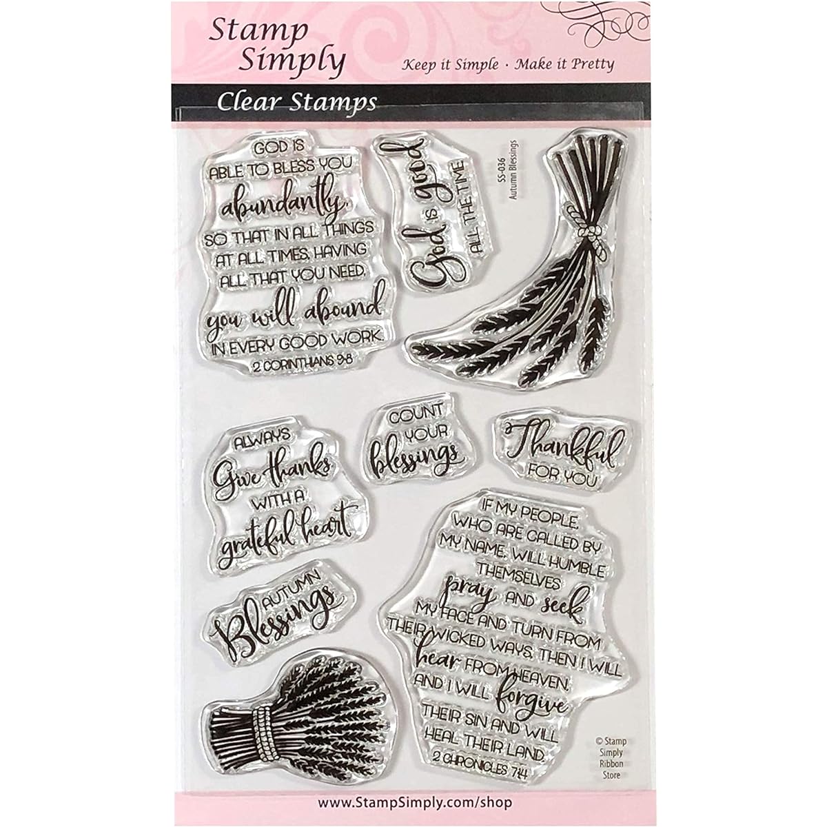 Stamp Simply Clear Postage Stamps Fall Blessings Thanksgiving Thanksgiving Autumn Christian Religious 4x6 inch Sheet 9 Pieces