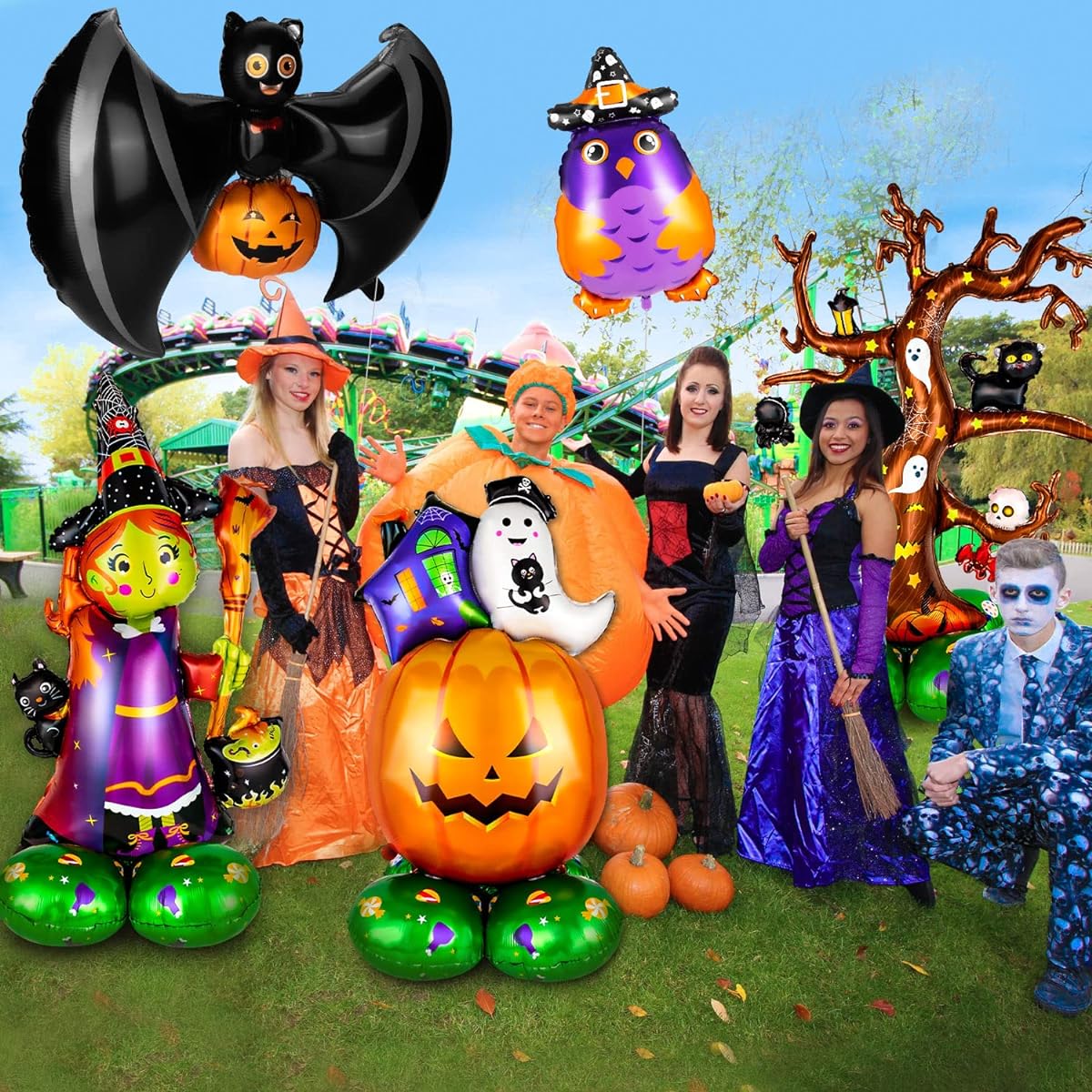 50inch 8pcs Halloween Balloons Large Giant Halloween Mylar Foil Pumpkin Witch Dead Tree Balloons for Halloween Party Decoration