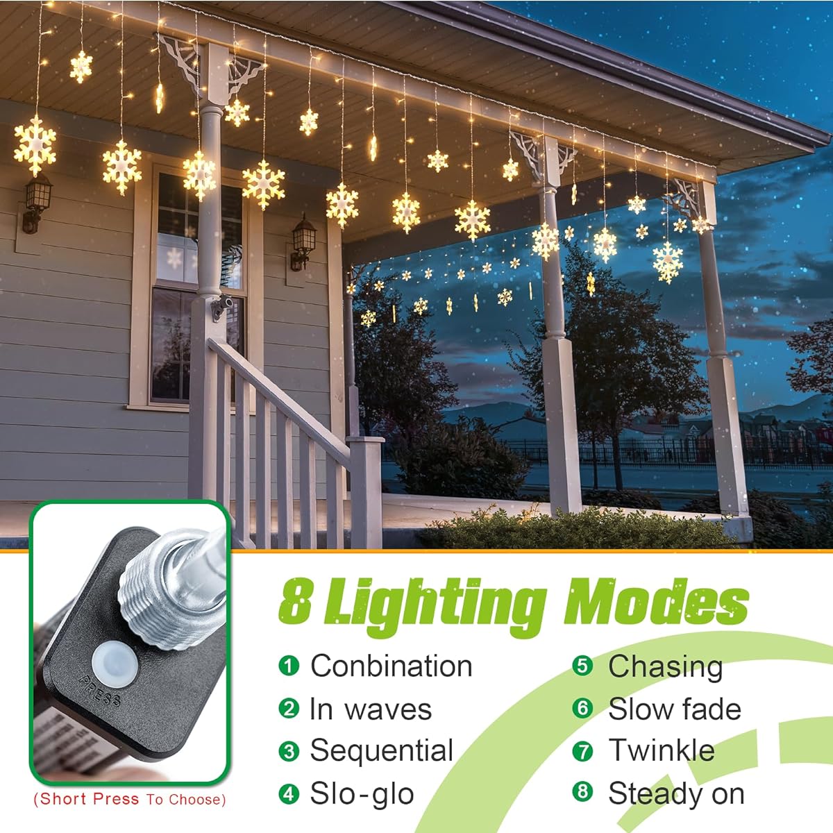 JOFIOS 301- Snowflake String Lights (11.48ft, Warm White)