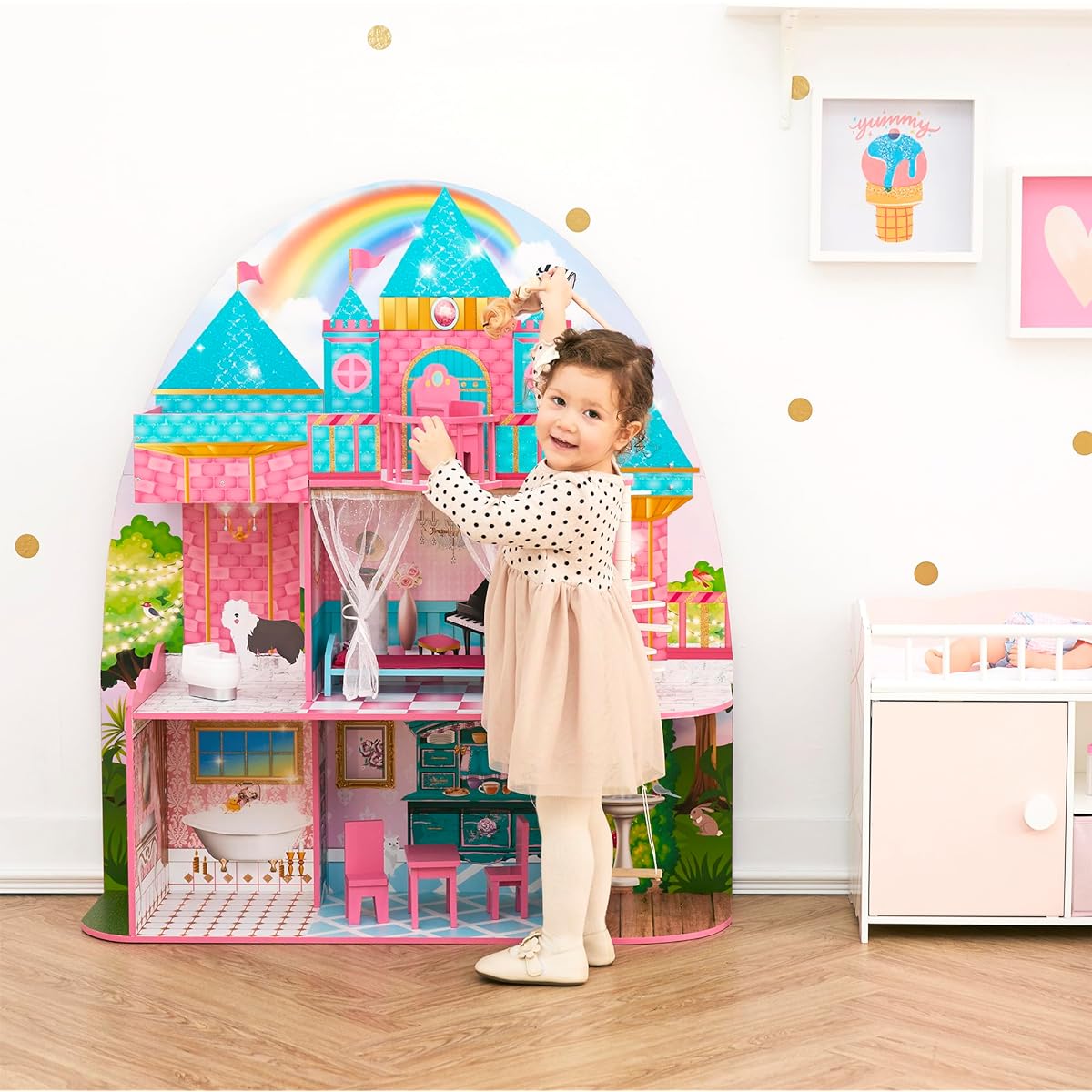 Olivia's Little World - 12" Dollhouse for Ages 4-5, Kids Toys for Ages 3+, Big Dollhouse, Majestic Castle with Furniture, Fits 12" Dolls