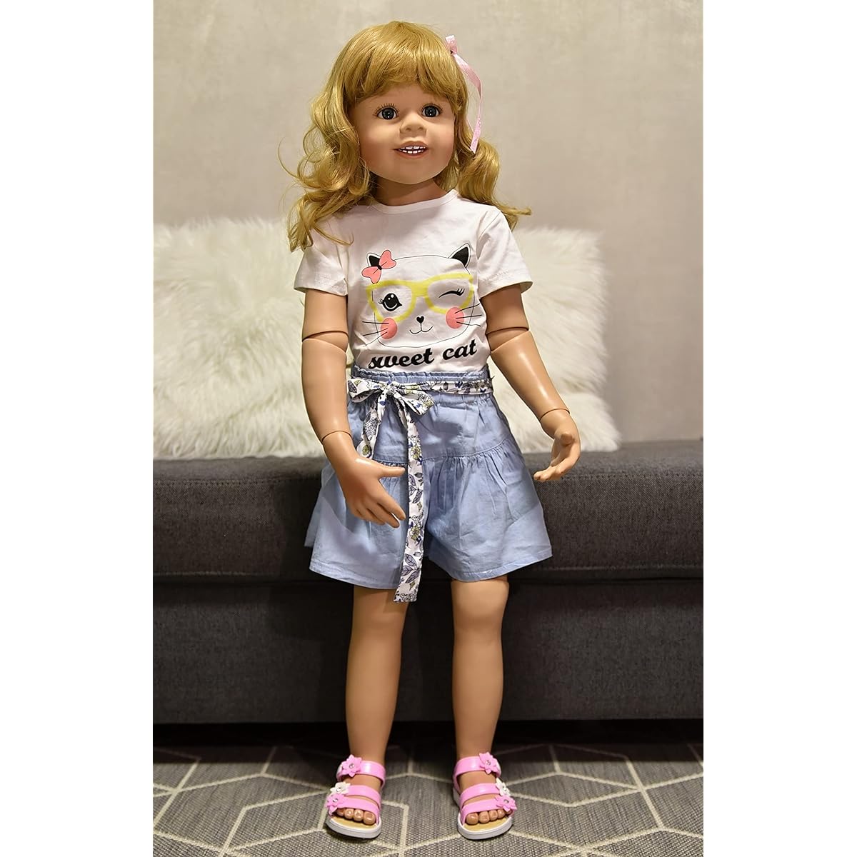 Angelbaby Giant Reborn Doll 39inch 98cm Hard Vinyl Full Body Realistic Standing Toddler Girl Blonde Hair Baby 2 Years Old Children's Clothes Model