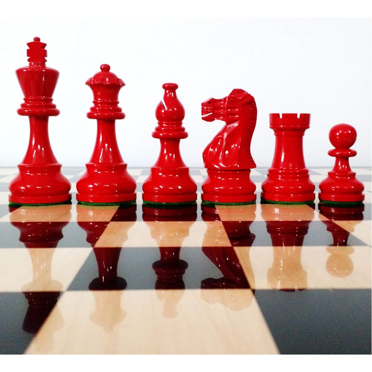 RoyalChessMall - Red and black painted chess pieces set in classic Stanton design only - Heavy wood