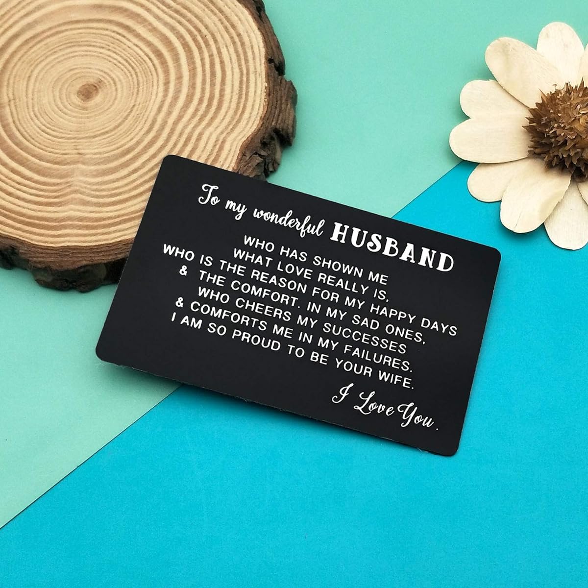 Gift for Husband from Wife Engraved Metal Card Gift for Husband Anniversary Valentine's Day Gift for Him Men Thank You Gift for Husband Wedding Day Gift Inspirational Christmas Card Wife for Husband