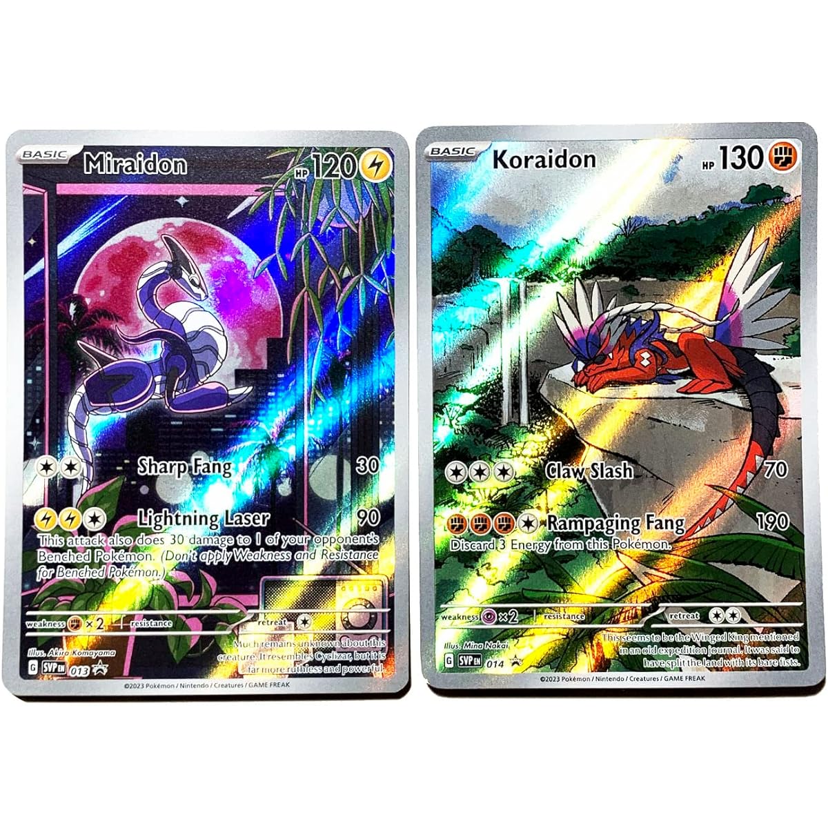 Miraidon & Koraidon - Scarlet & Violet - SVP013 - SVP014 - Black Star Promo Pokemon Card Lot - Illustrator Holofoil