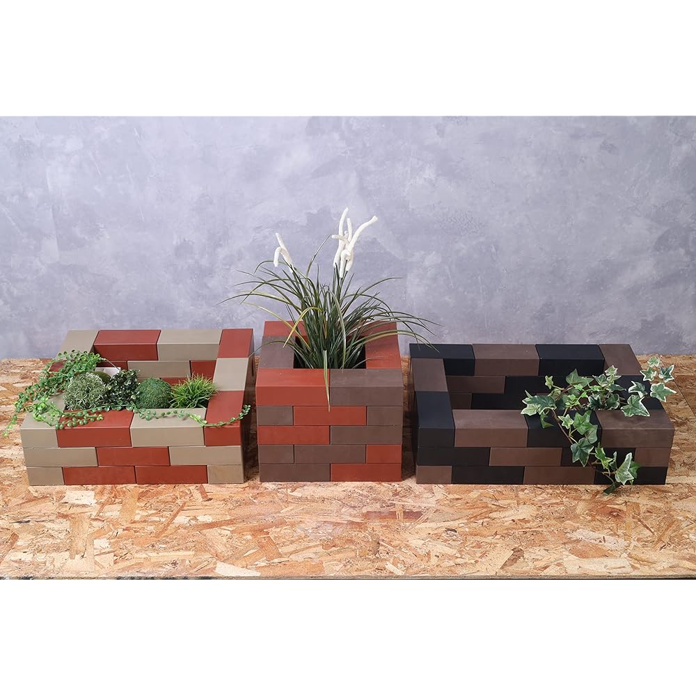 YPC Made in Japan Brick Block Gardening Flowerbed Gardening Lightweight Ren Block Garden Kit Set of 30 Khaki