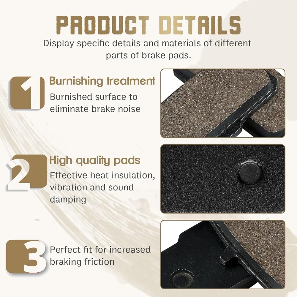 Cyleto Front and Rear Brake Pads for YAMAHA YFM550 YFM 550 Grizzly 550 2009-2014, YFM700 YFM 700 Grizzly 700 2007 2008 2009 2010 2011 2012 2013 2014 2015