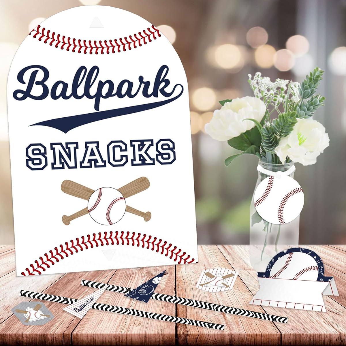 Big Dot of Happiness Batter Up - Baseball - DIY Baby Shower Birthday Party Concession Signs - Snack Bar Decorations Kit - 50 Pieces
