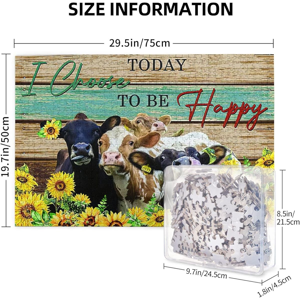Inspirational Jigsaw Puzzle 300 Piece Wooden Puzzle for Adults God Says You are Retro Sunflower and Cow Animal for Family Gathering Activities Home Decoration(Cow Sunflower 2, 1000 Pieces)