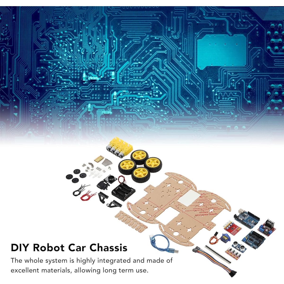 DIY Smart Robot Car Chassis Kit, 4WD Tracked Motor Robot Smart Car Platform with Motor Wheel and Battery Box for DIY Smart RC Robot Car Learning Kit