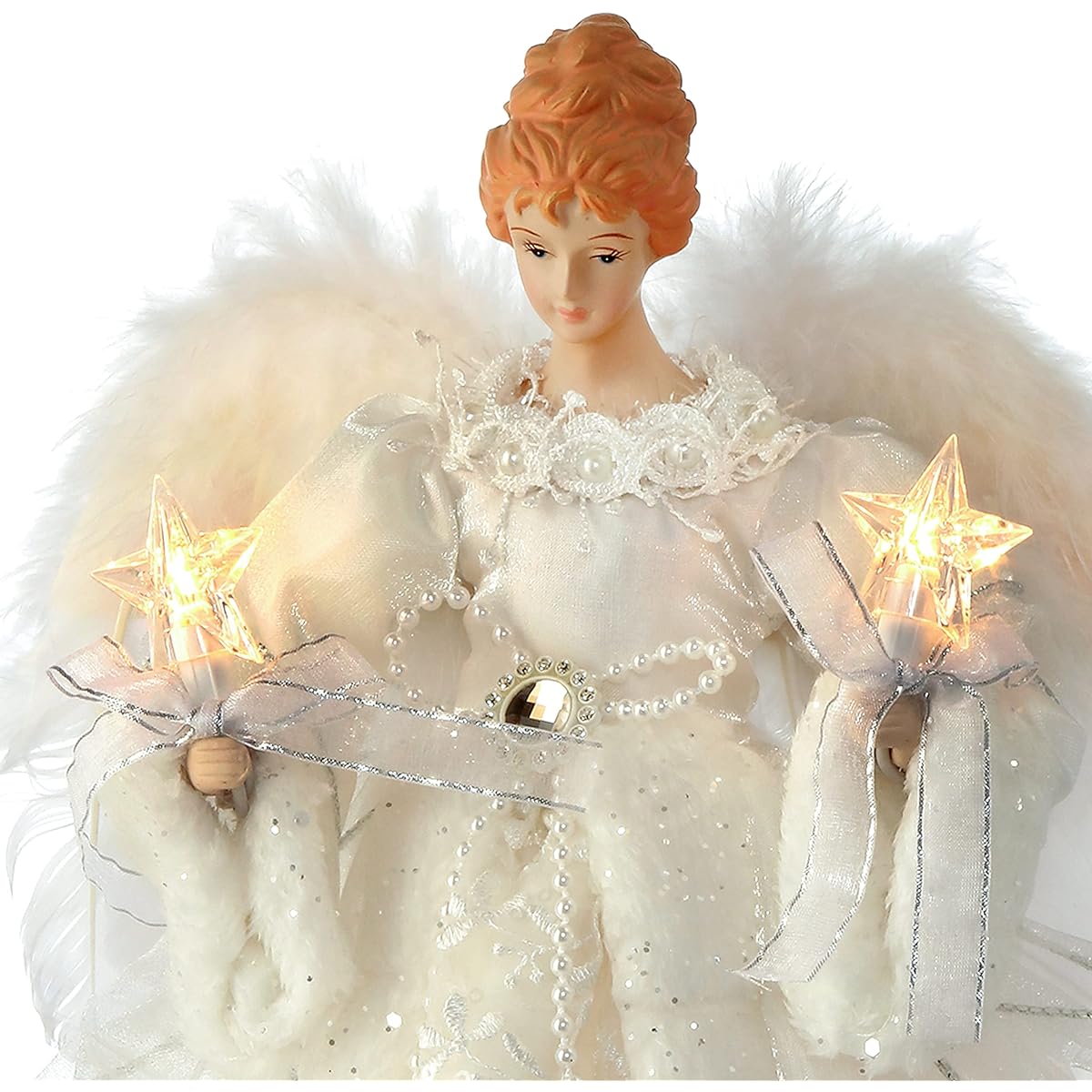 Regency International UL 10 Lite White Silver Angel Christmas Tree Topper 14" White and Silver MTX67460-WHSI