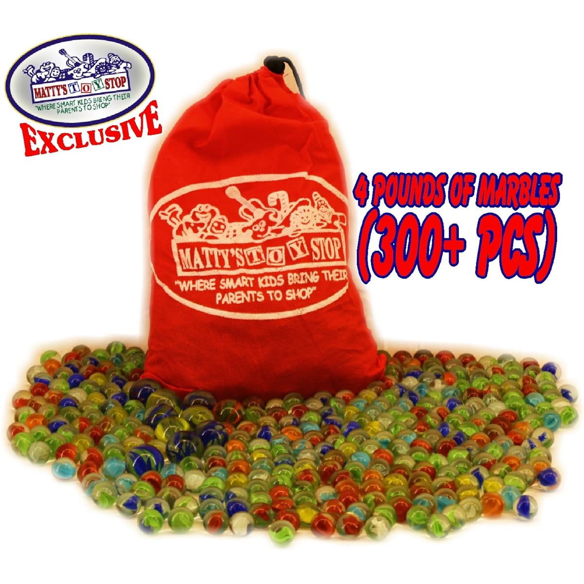 "Matty's Toy Stop" Exclusive Deluxe 4 lb (300+) Cat's Eye Marbles & Shooter with Storage Bag