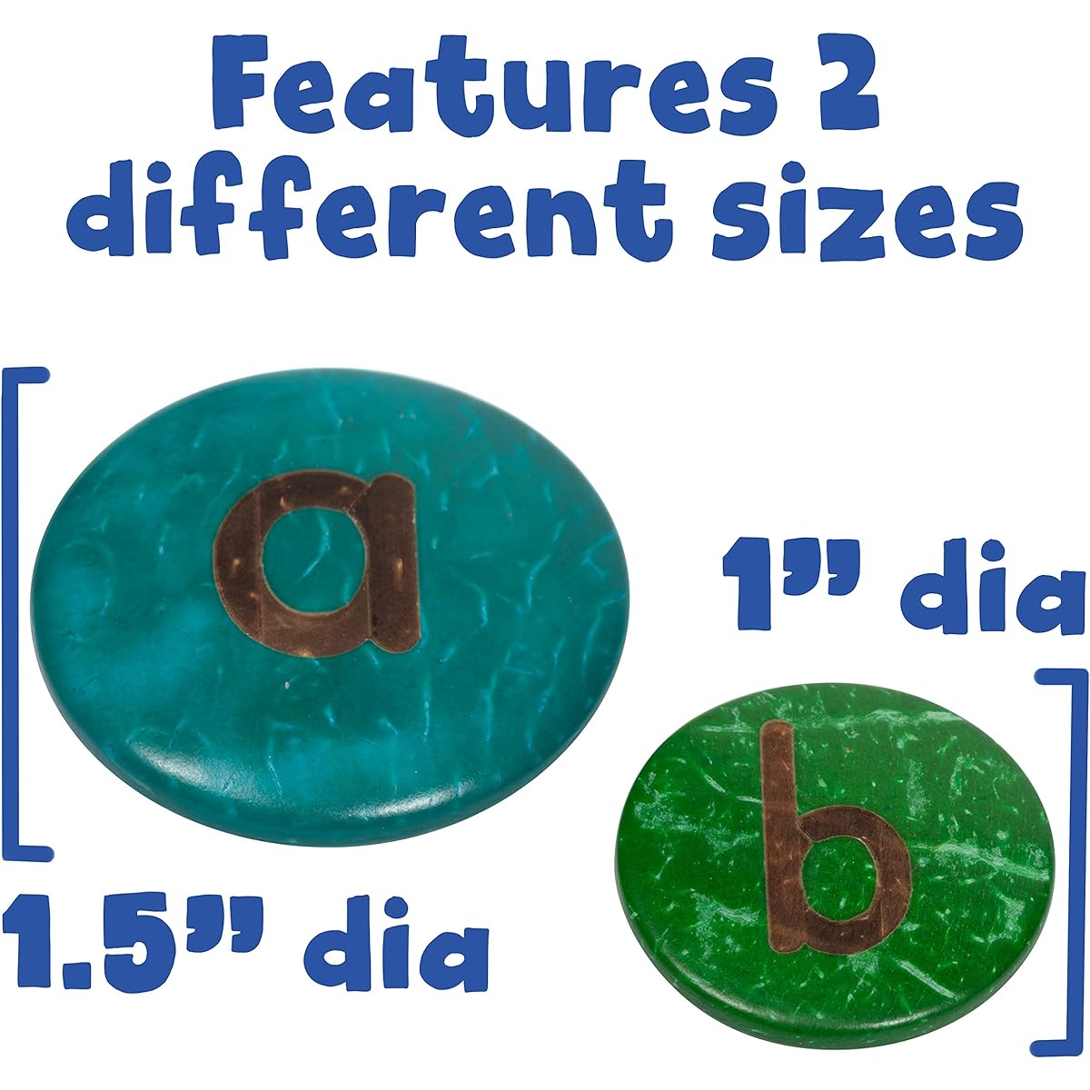 READY 2 LEARN Coconut Letters - Lowercase Letters - Set of 52 - Natural Handmade for Kids - Use for Crafts and Spelling Activities