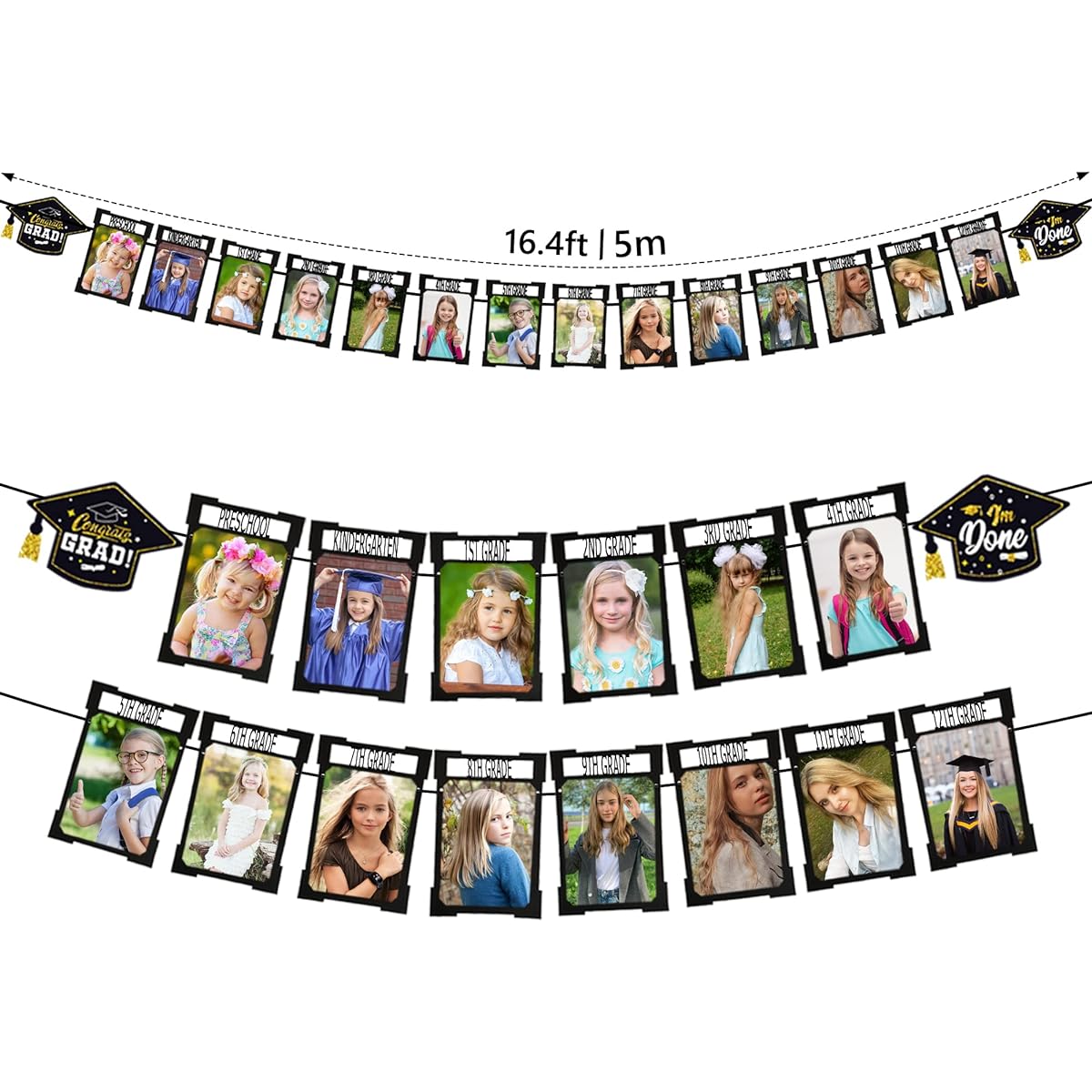 Graduation Decorations 2023 Graduation Photo Banner 5x7 Inch K-12 Graduation Party Photo Display for Seniors 2023 Decorations Photo Banner High School 5th Grade 8th Grade Graduation Party Supplies SP004