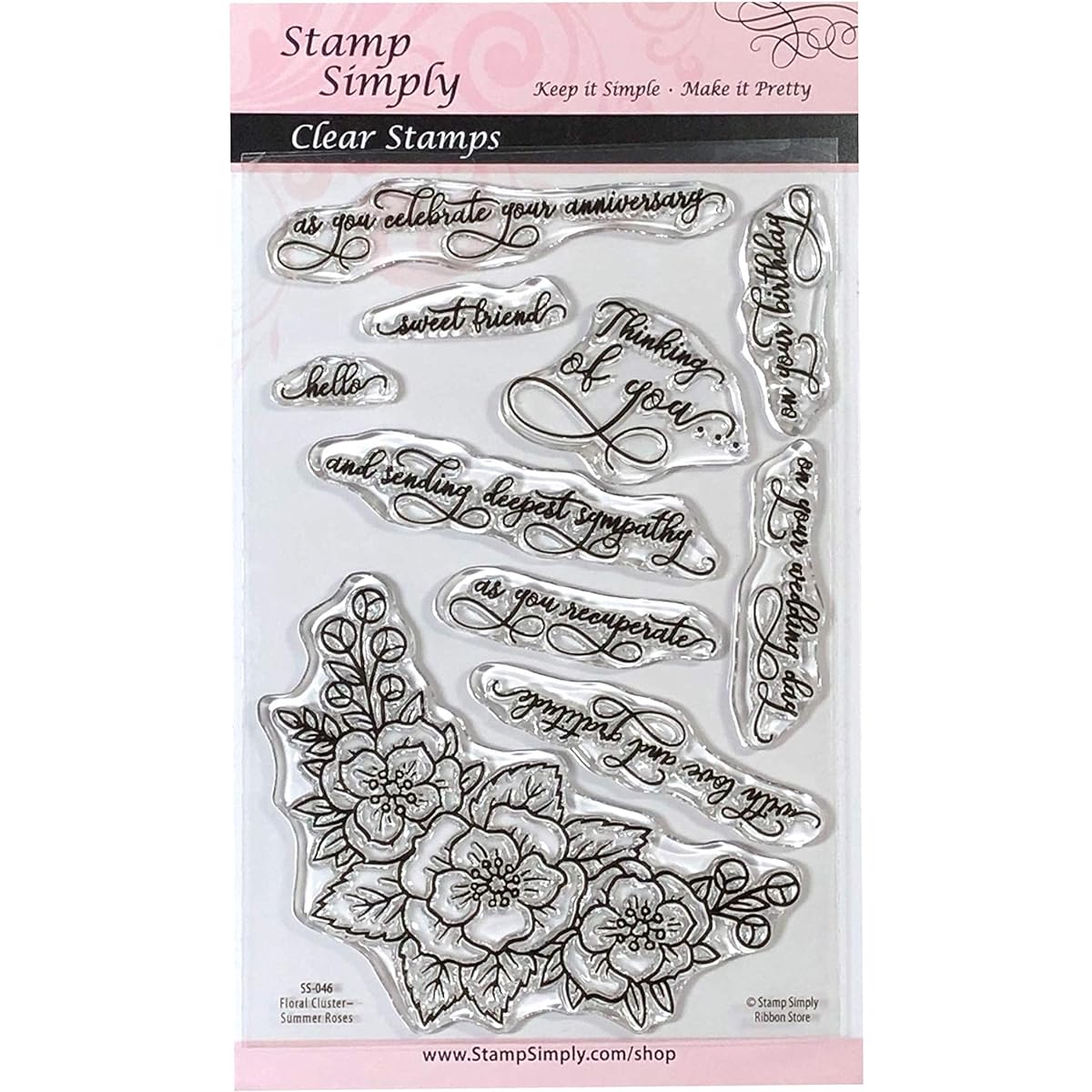 Stamp Simply Clear Stamps Summer Rose Floral Cluster 4x6 inch Sheet - 10 Pieces