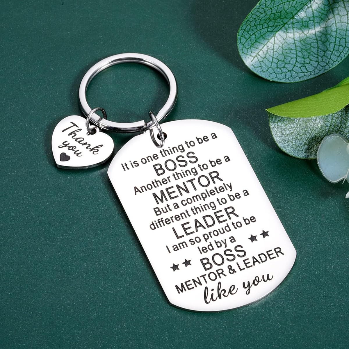 Inspirational Thank You Keychains Boss Day Gifts for Her, Him, Women, Men, Office, Christmas, Birthday, Valentines, Retirement Gifts for Women, Men, Bosses, Leaders, Colleagues, Appreciation, Promotion, Silver, Small