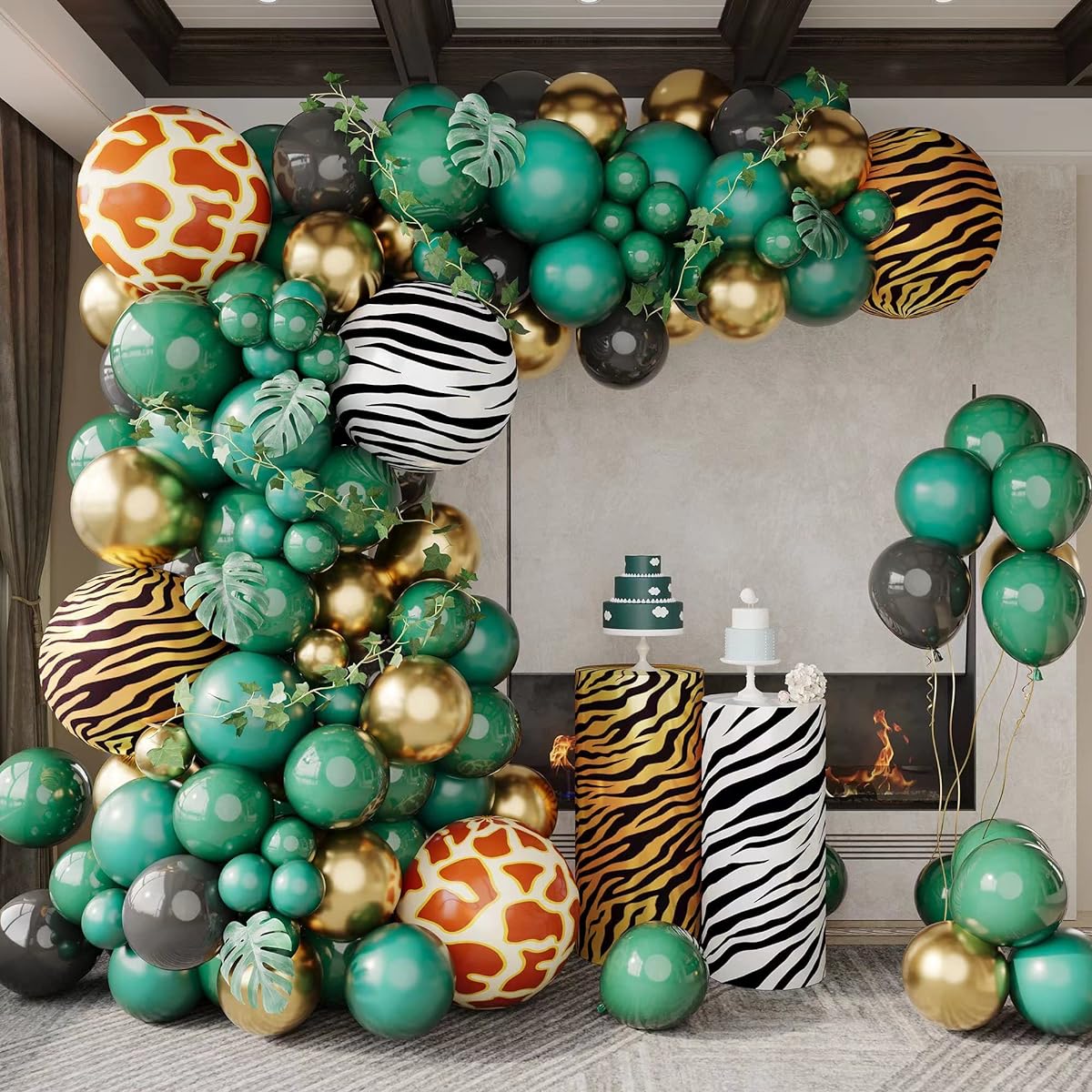 Wild One Safari Jungle Birthday Baby Shower Decorations for Boys Safari Jungle Baby Shower Green Balloon Garland Kit