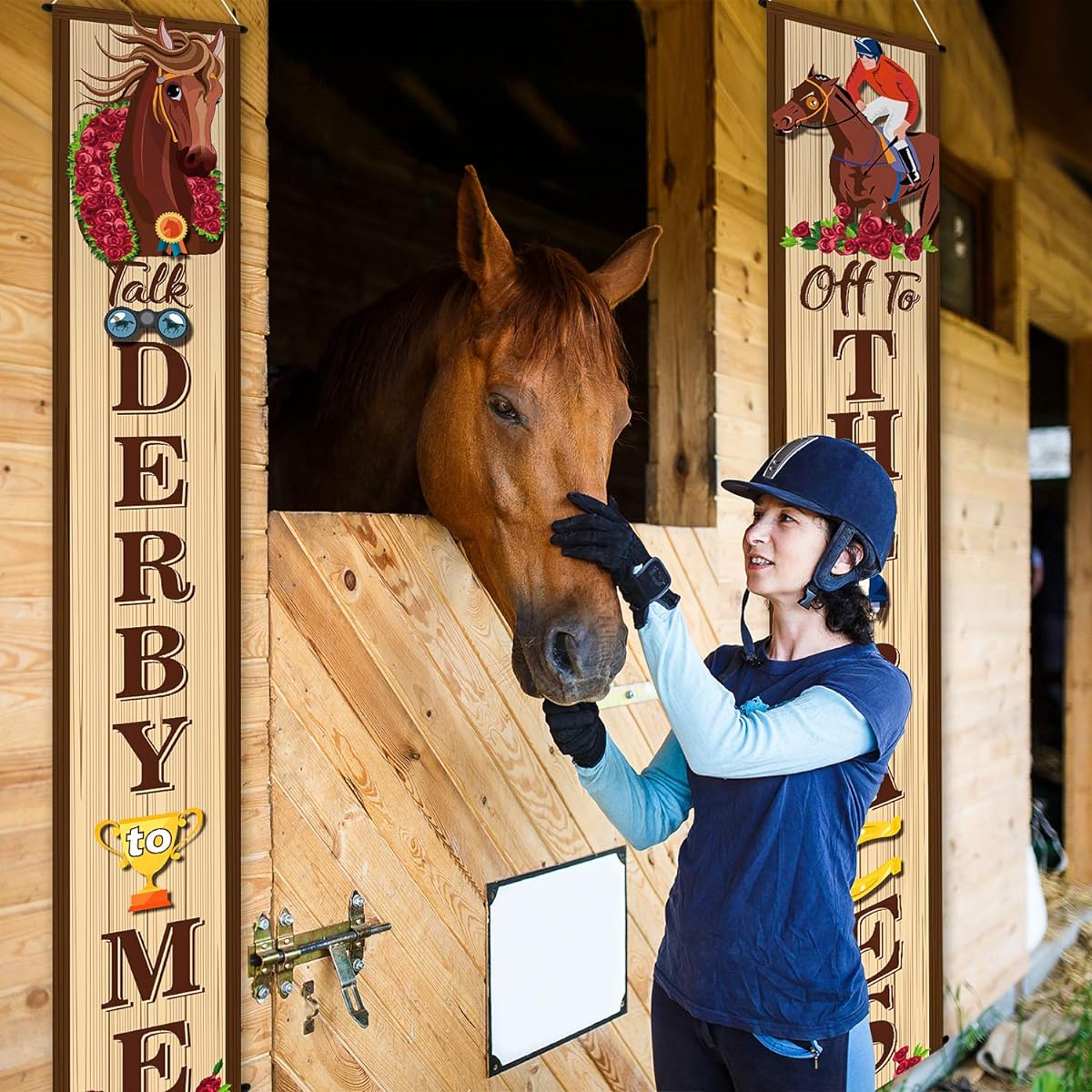 Derby Porch Sign Horse Race Party Decorations Kentucky Banner Horse Banner Derby Door Sign Welcome Flag Banner Wall Decorations Scene Setter