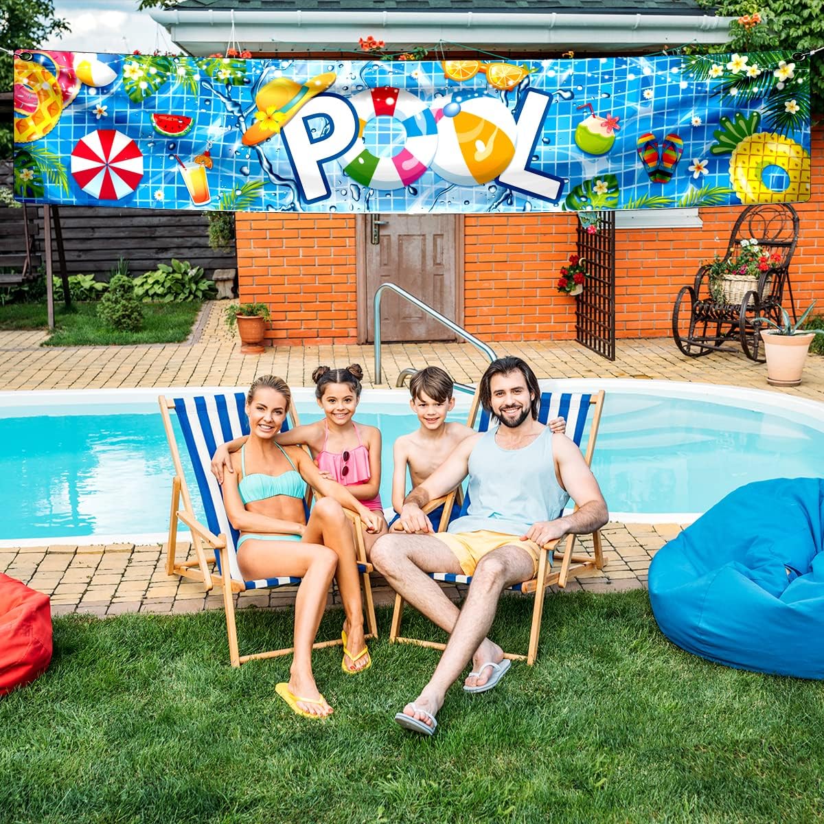 Pool Party Decorations - Summer Pool Banner Decorations Large Beach Birthday Yard Sign Banner Hawaii Ocean Theme Birthday Decorations