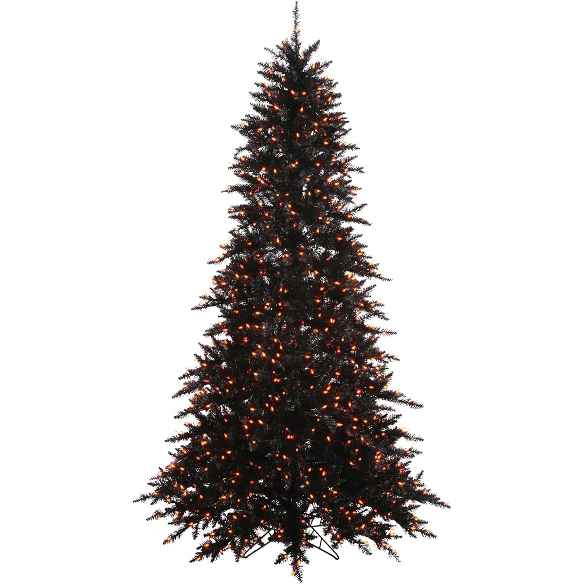 Vickerman 5.5' x 42" Black Fir Artificial Christmas Tree Pre-Lighted - Lifelike Indoor Seasonal Home Decoration - Maintenance Free Faux Christmas or Halloween Tree