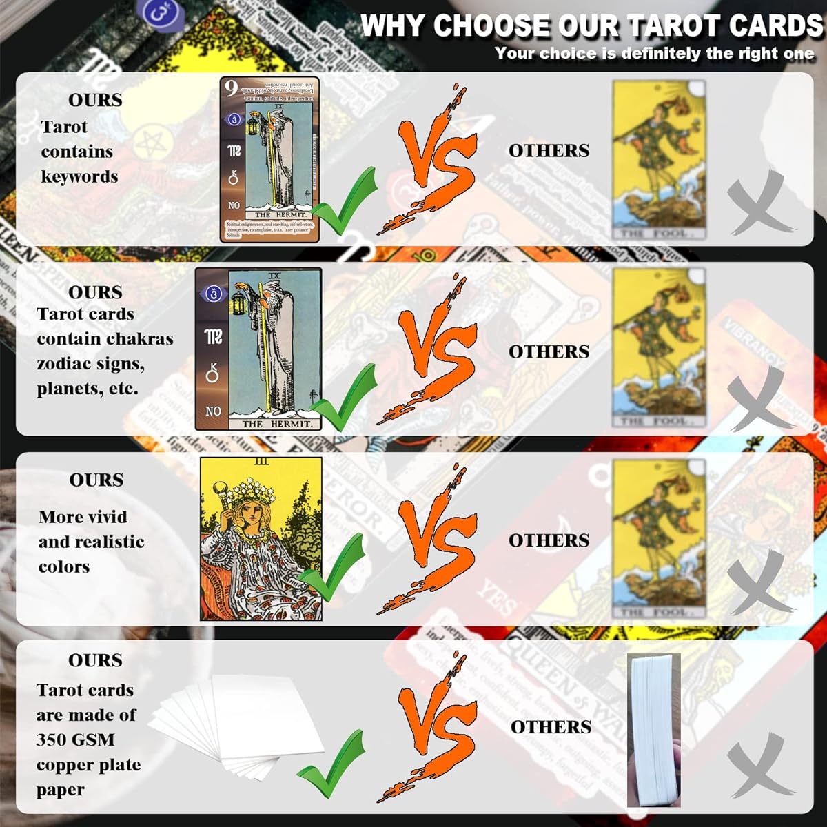 STENDA Tarot Cards Beginner Deck: Beginner Card Set No Guidebook Large Original Tarot Meanings - 78 Classic Giant Size Deck - Readings Cute Jumbo Kit Astrology Keywords