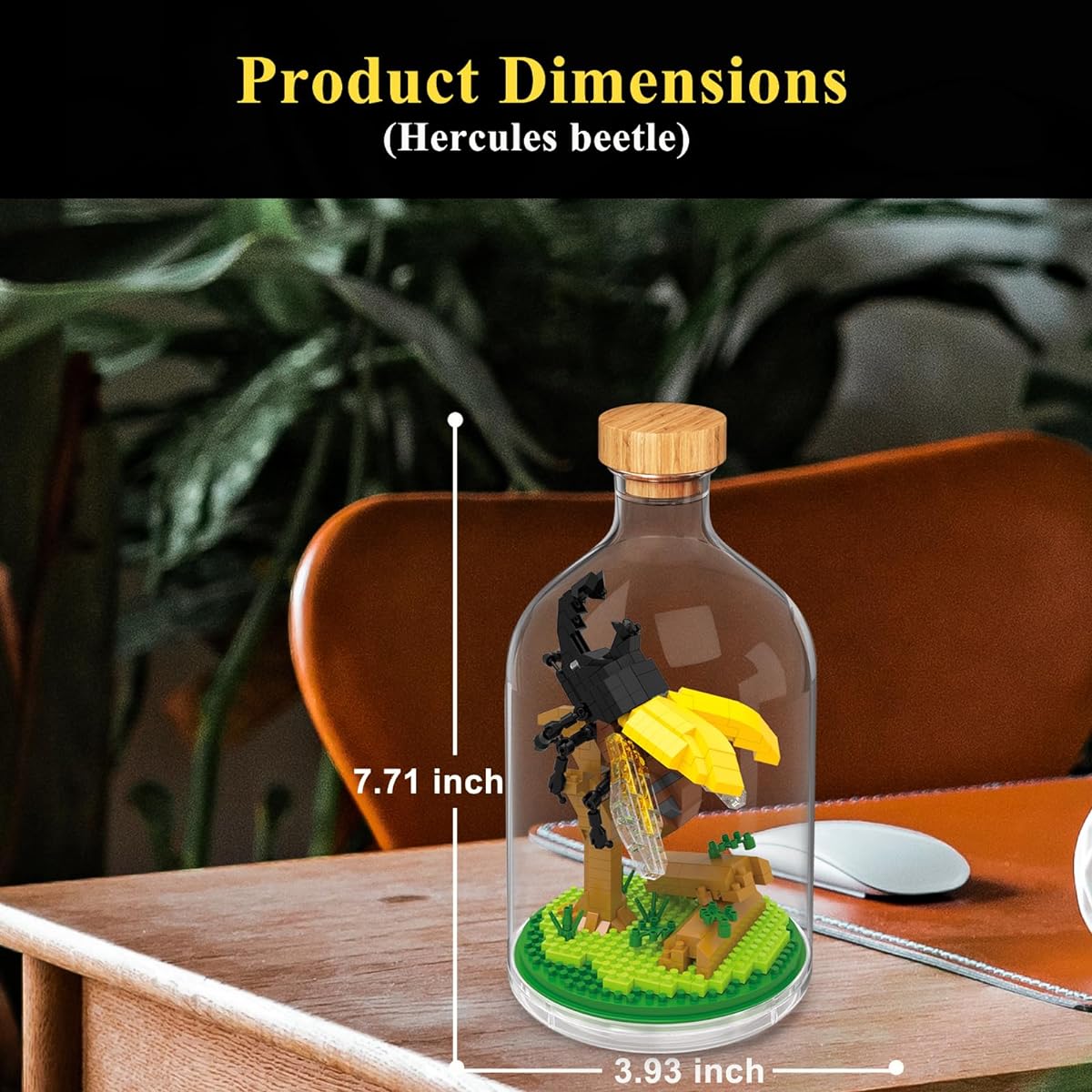 OLTLYUNH Creative Insect Friends Set Adult Mini Animal Building Set Party Favors Gifts for Kids Nature Lovers Office Home Decoration Building Blocks New Year Birthday Gifts for Boys Girls 6-12+(Beetle)