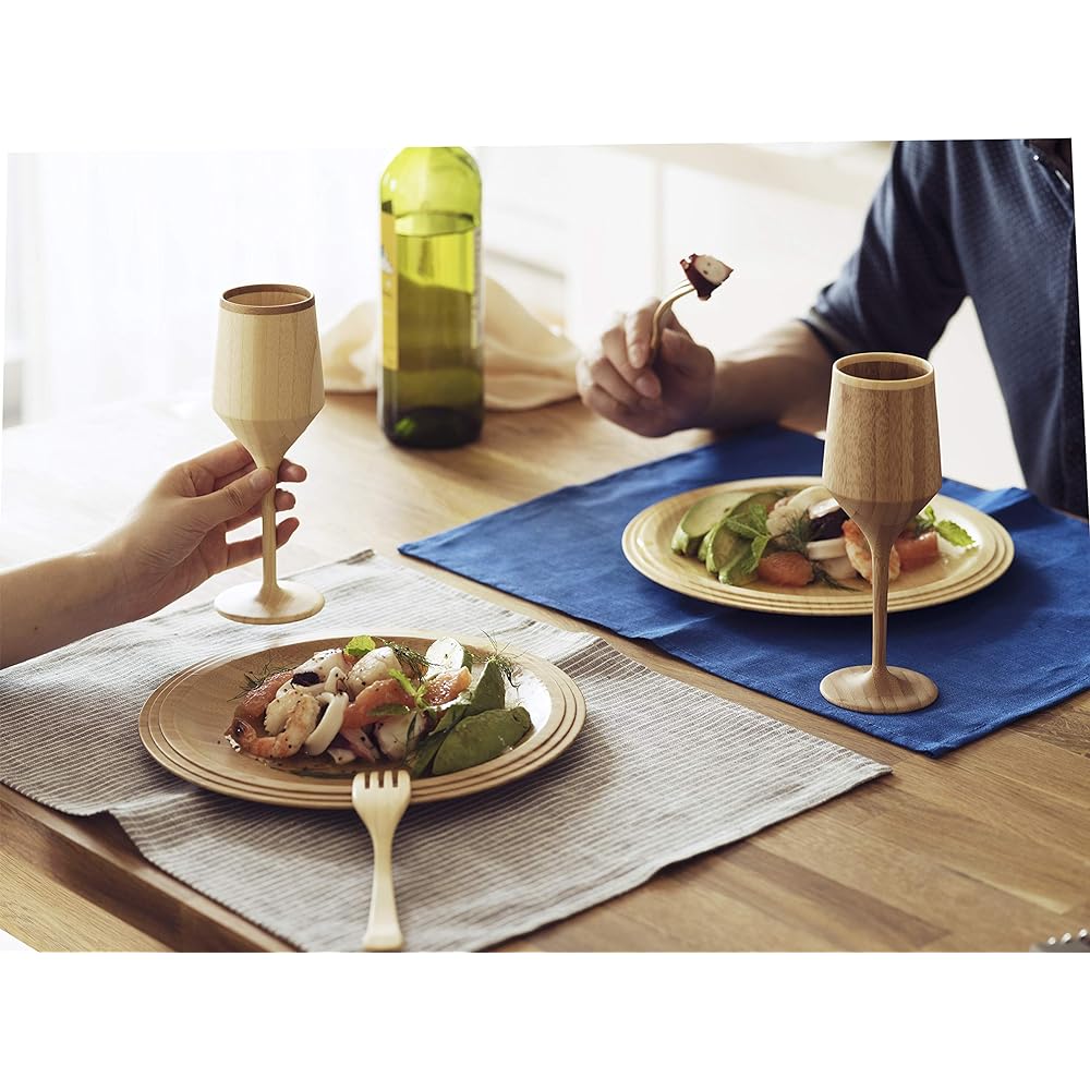 RIVERET Vessel Cocktail Glass Sherry 180ml Pair Set Bamboo Dishwasher Safe White/Brown RV-112WB