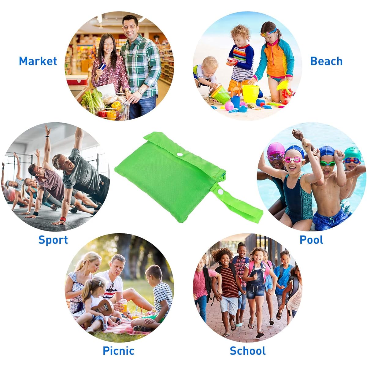 ValueTalks Mesh Beach Tote Bags XL Large 2 Pack Kids Seashell Bags for Outdoor Swimming Pool Kids Toys Travel Towel Sand Free Organizer Storage Bag Foldable Lightweight (Green+Blue)
