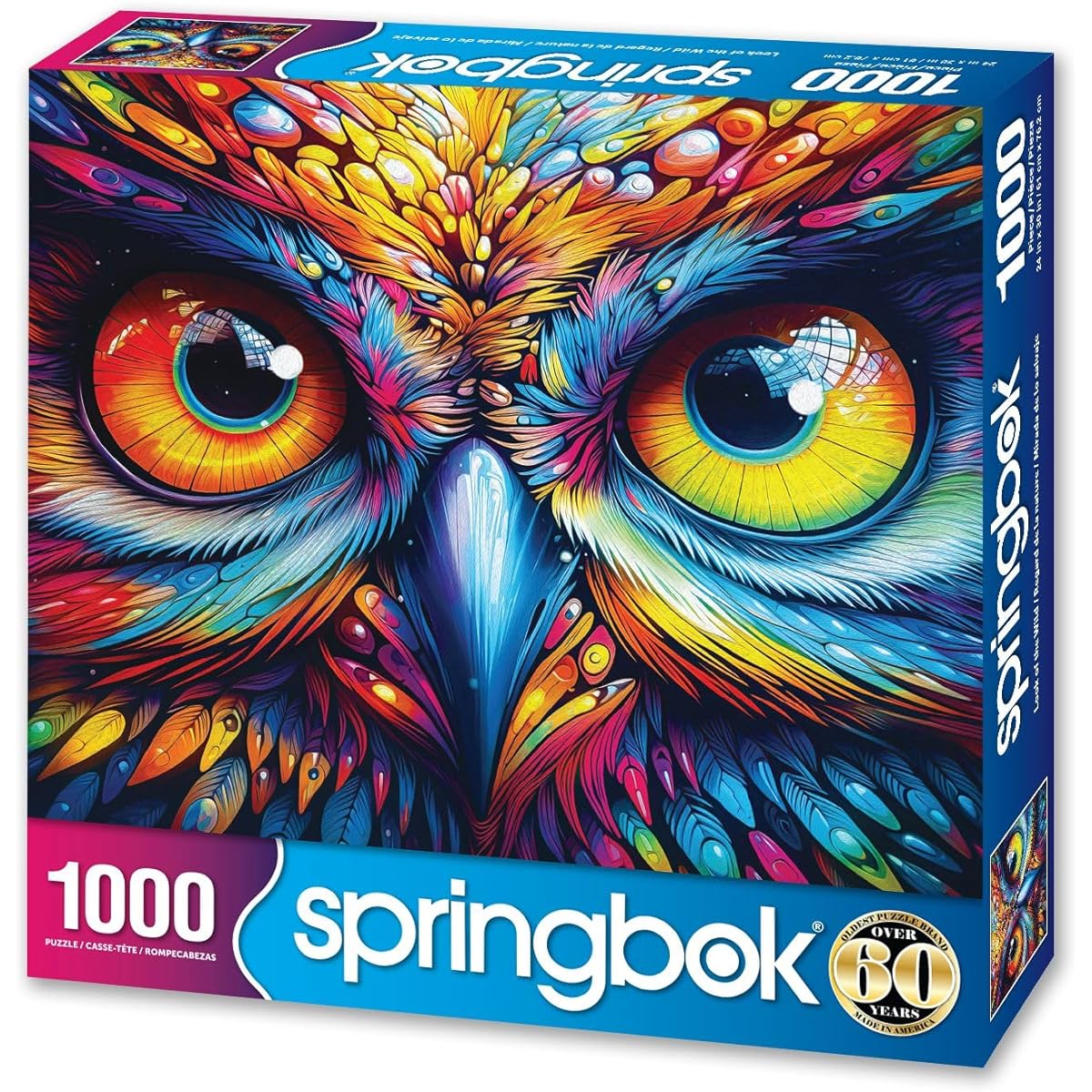 Springbok Look of The Wild 1000 Piece Jigsaw Puzzle for Adults - Vivid Fantasy Owl Faces by Artist Michael Warn - Finished Size 30" x 24"