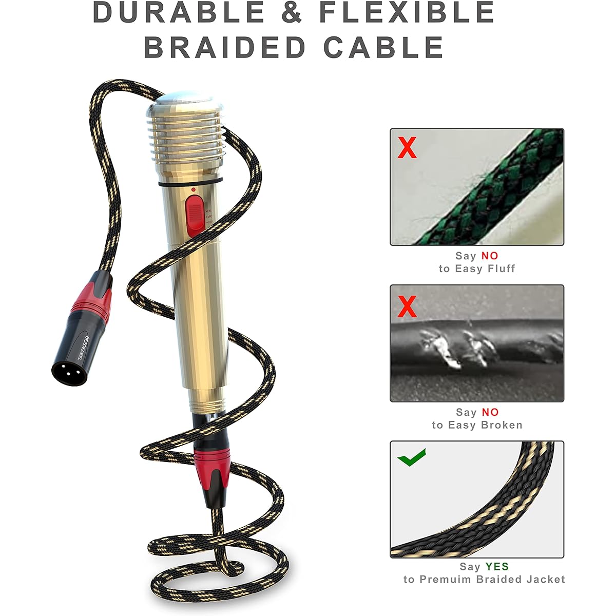 BEZOKABEL XLR Cable XLR Cable 3ft 4 Pack Mic Cable Male to Female Nylon Braided 3 Pin XLR Speaker Cable