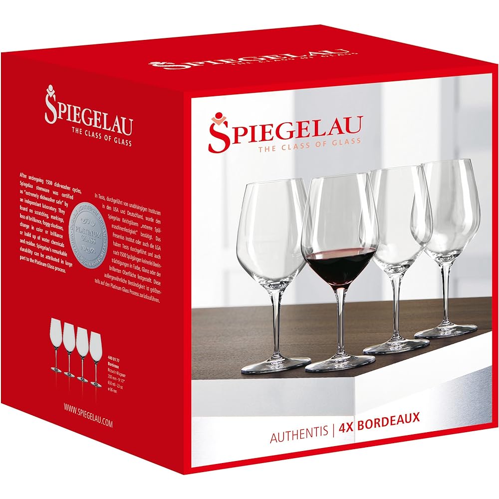 Spiegelau Authentic Bordeaux Red Wine Glass 650ml 4400177 4 pieces