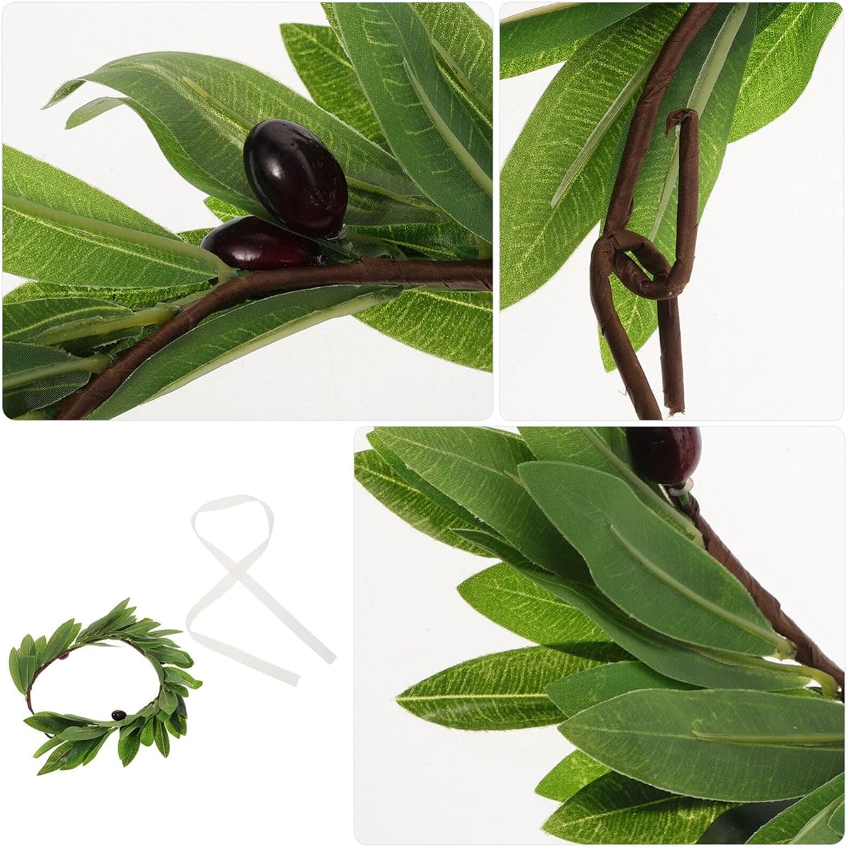 Lurrose Olive Branch Wreath Green Leaf Crown Artificial Spring Summer Wreath for Front Door or Home Decor Green Leaves Artificial Spring Garland for Spring Fireplace Wall Office Decor