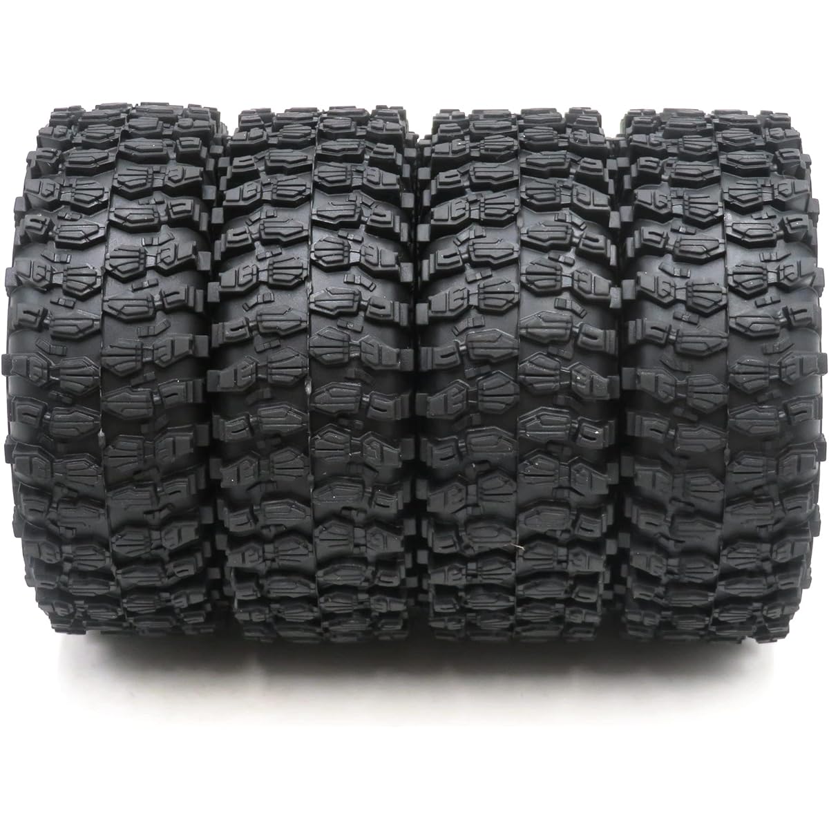RC 1.9 Tire Tire Height 120mm/4.72" & Aluminum 1.9 Beadlock Wheel Rim Hex 12mm Green & Black Color (HS700811-4) for SCX10 TRX4 Tamiya CC01 Mud Crawler Terrain (Pack of 4 Assembled)