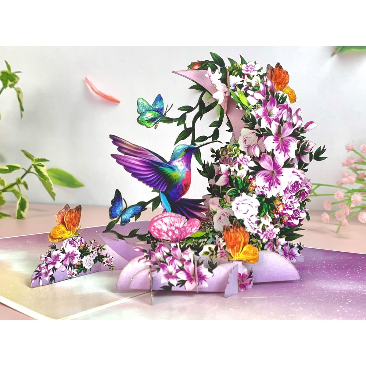 SENDAPOP Mother's Day Pop Up Card, Hummingbird Flower Mother's Day Card, Pop Up Birthday Card, Happy Anniversary Card for Women, Wife, Daughter, Girlfriend, Mom, Grandma.