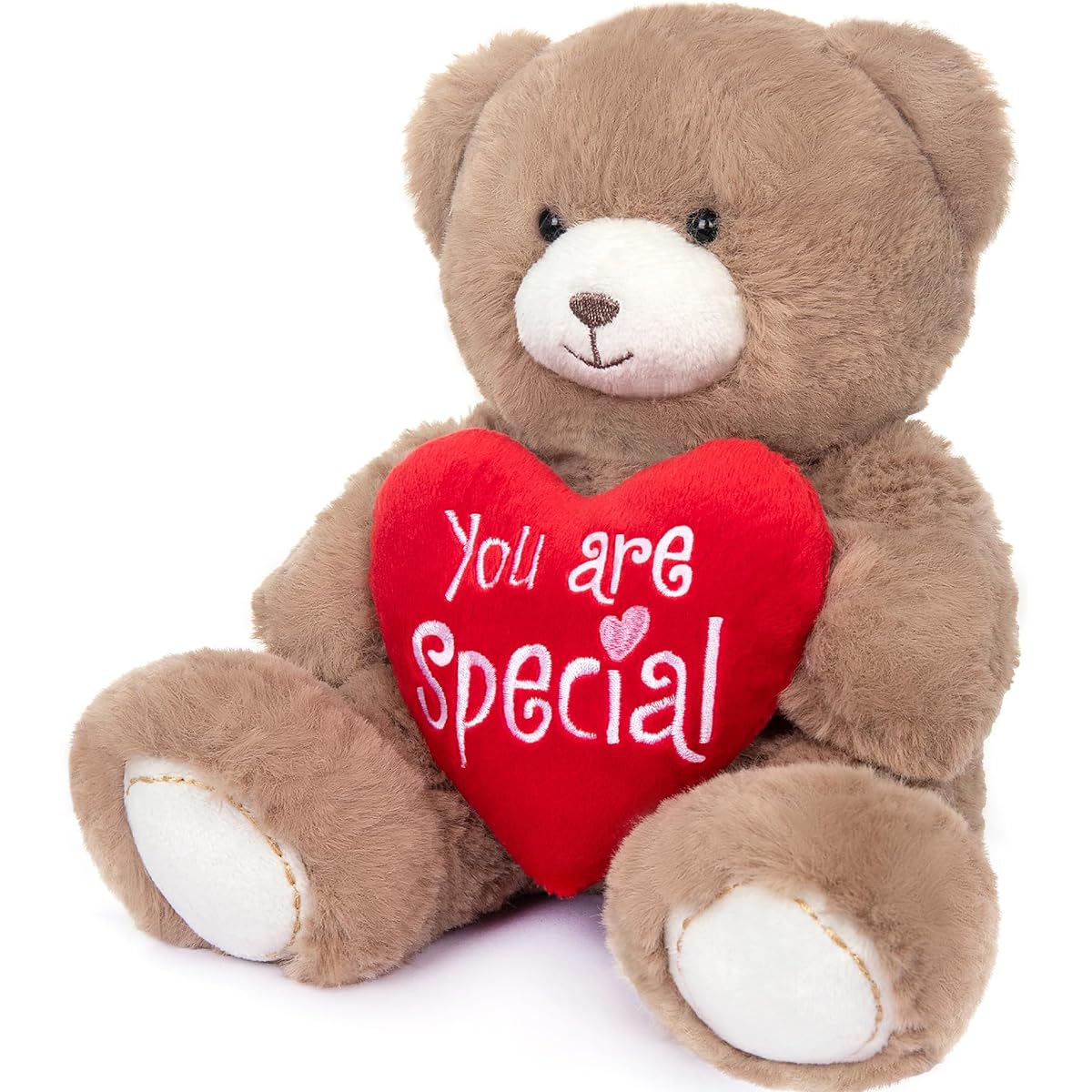My OLi Plush Teddy Bear Stuffed Red Heart Stuffed Toy for Babies Children Boys Girls Lovers Brown