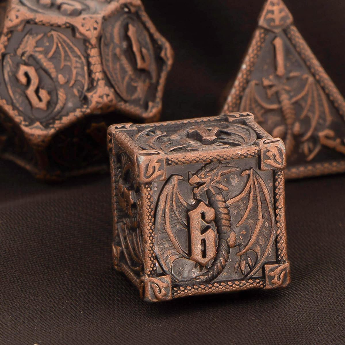 OUKELANWO D&D Dice Set Metal DND Role Playing Dice Dungeons & Dragons with Box 7pcs Polyhedral RPG D & D Dice D20 D12 D10 D8 D6 D4