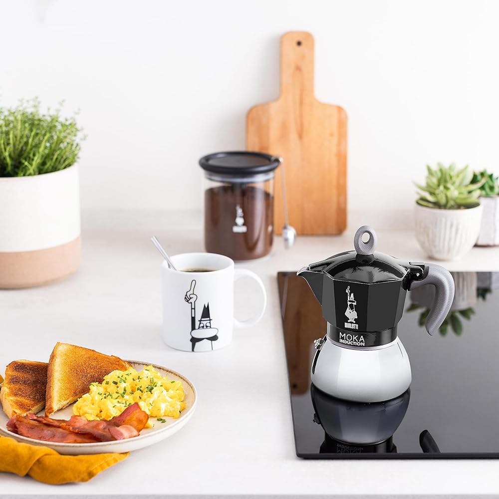 BIALETTI Bialetti Mocha Induction 4 Cups IH Compatible & Direct Fire Type (Coffee Maker Espresso Maker Macchinetta)