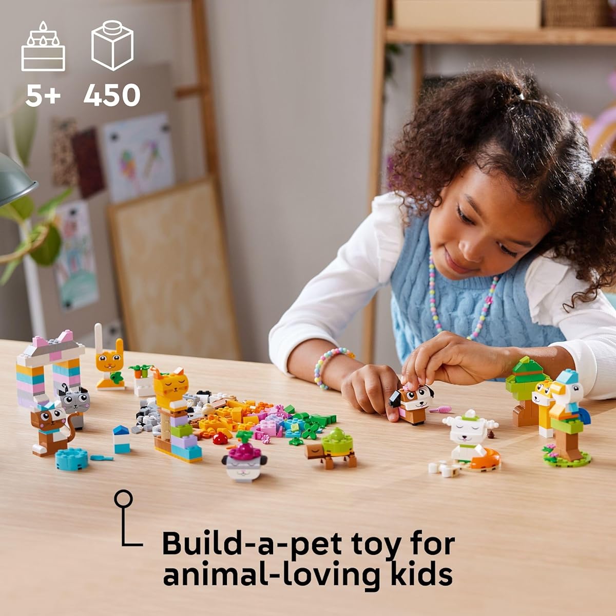 LEGO Classic Creative Pets Brick-Building Animal Toys for Kids - Dog, Cat, Rabbit, Hamster and Bird - Great Gift for Boys and Girls Ages 5+ - Great for Building Together 11034