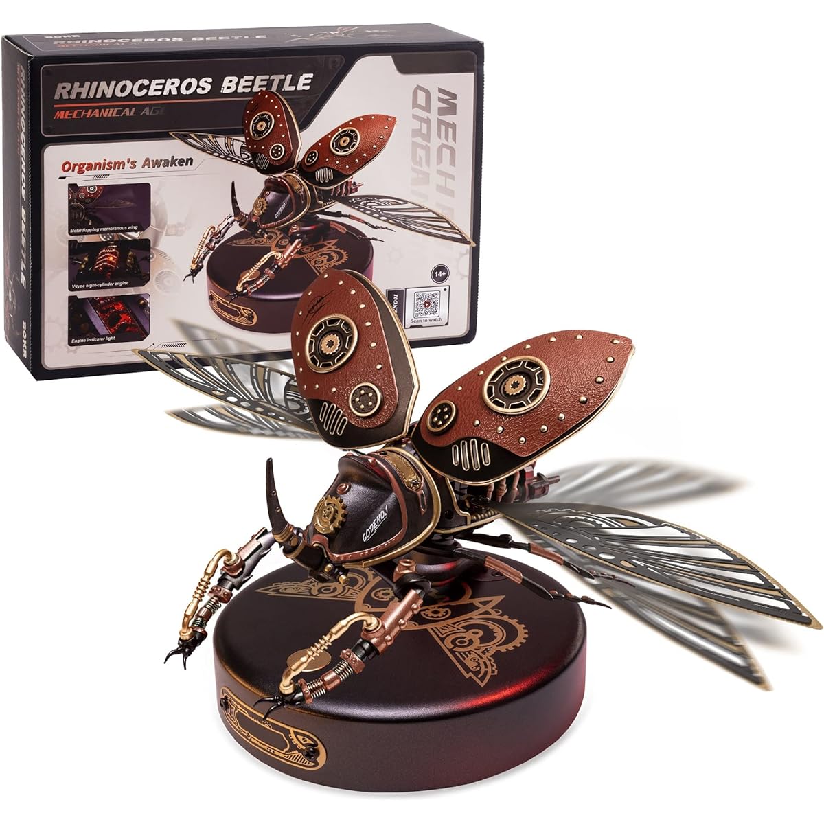 3D Puzzle for Adults 156 Piece 3D Puzzle Beetle with Flapping Wings Mechanical Puzzle Puzzle for Adults and Teens DIY Model Kits Great Gift