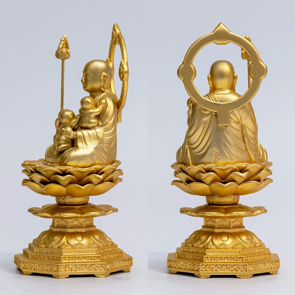 Buddha statue Koyasu Jizo Bodhisattva seated statue 14.5cm (gold plated/24K gold) Buddhist sculptor: Hideun Makita Original model _ "Prayer for safe childbirth, guardian deity of child rearing, water child support" Takaoka copperware (Koyasuji Elephant B
