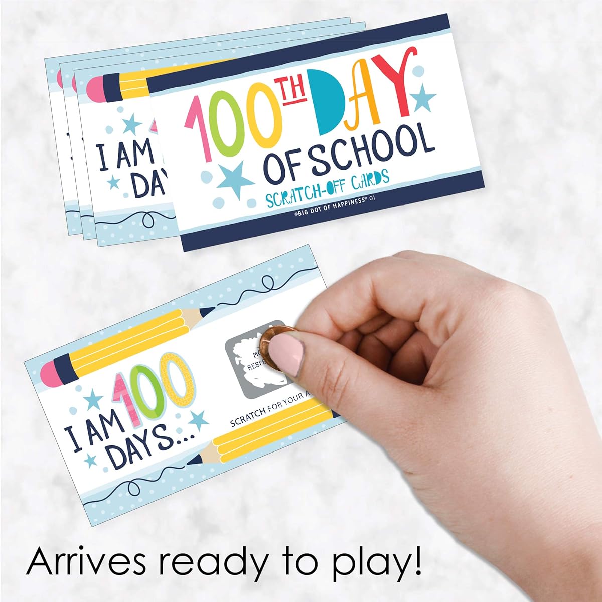 Big Dot of Happiness Happy 100th Day of School - 100 Days Party Game Scratch Off Cards - 22 Cards