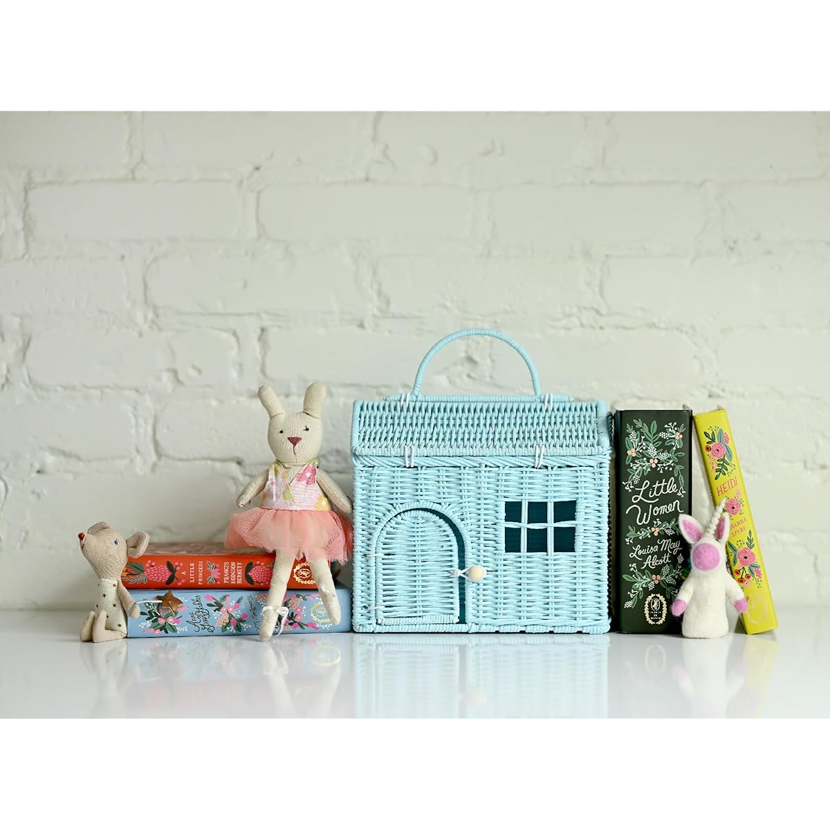 Rool Rattan House Shaped Basket Wicker Small Dollhouse Gifts Gifts for Girls Boho Toys Mouse in a Box House Little Girl Purse Clutch Doll Carrier